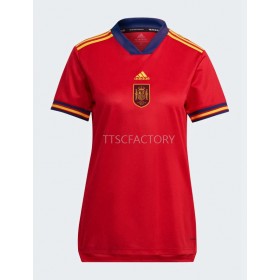 Koszulka Hiszpania Damska Domowe Koszulki Piłkarskie Euro 2022 Krótki Rękaw